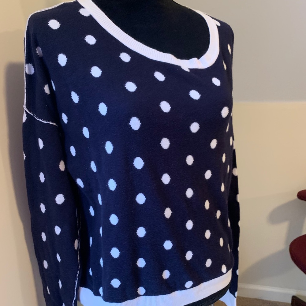 Navy Blue & White Polka Dot Sweater
